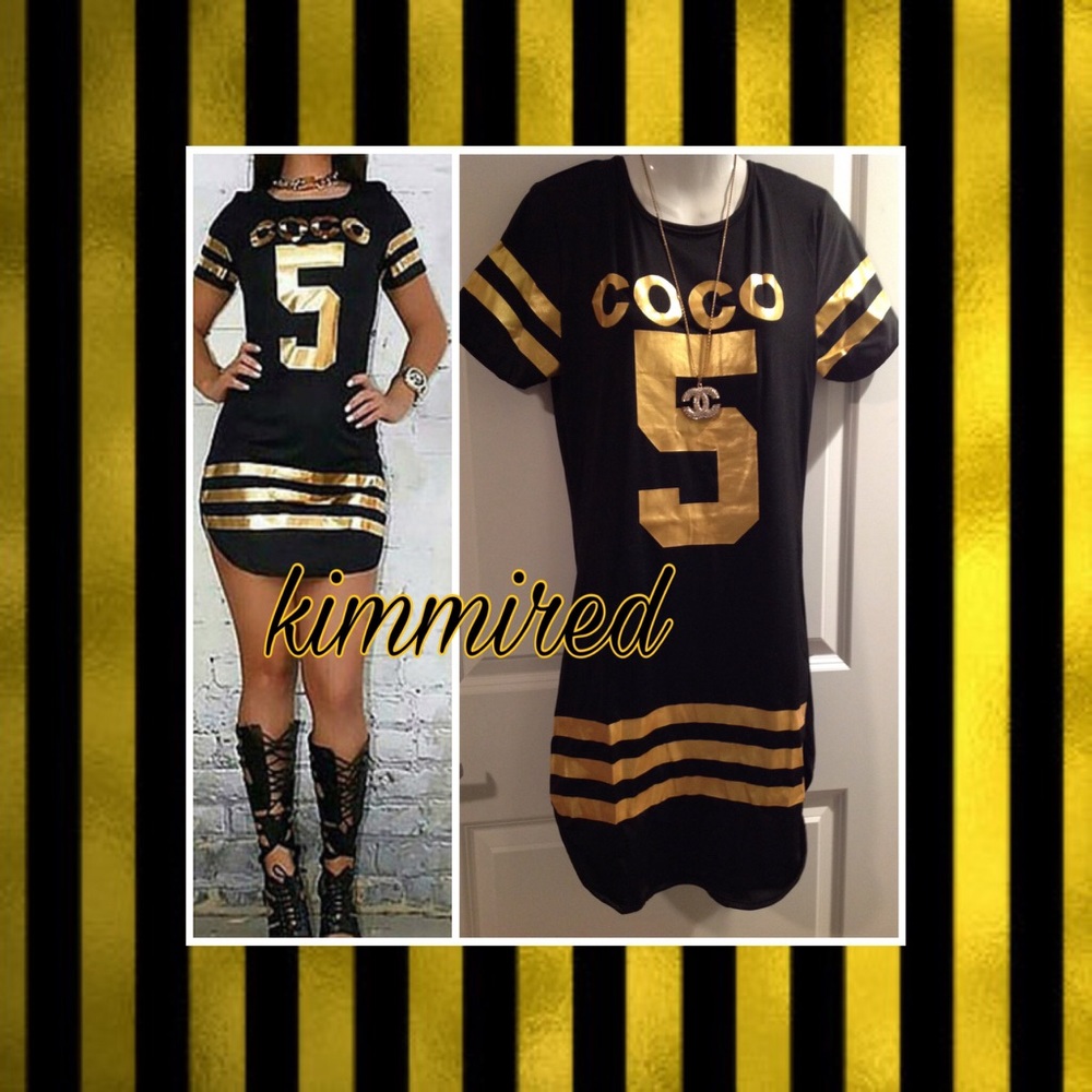 🆕Black/Gold Fold Athletic Mini Dress ~ 2XL ~ NWOT